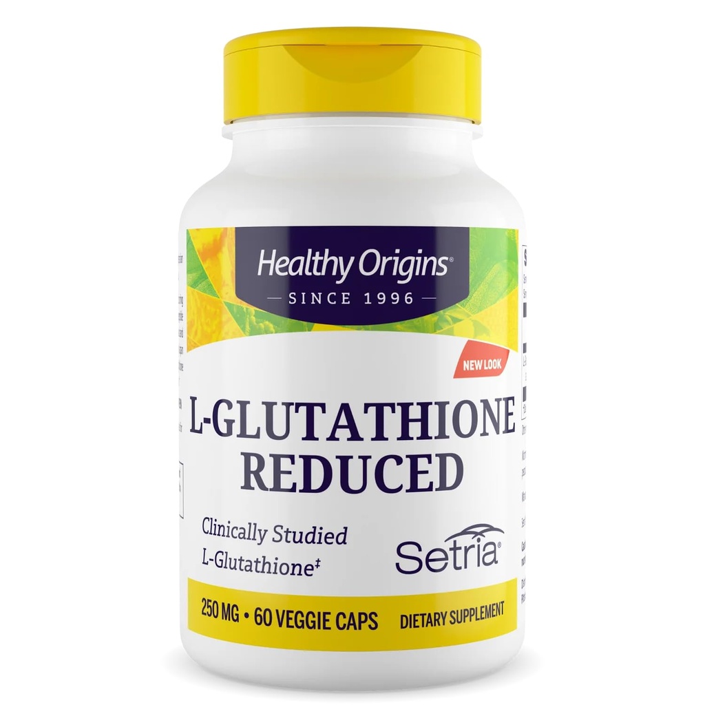 Sunn opprinnelse L-Glutathione 250 mg (Setria, ikke-GMO, Glutenfri, Antioksidant, Immunstøtte, Hudstøtte), 60 Veggie Caps