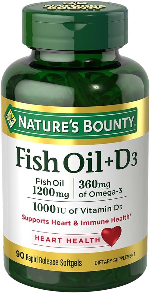 Naturens Bounty Fish Oil pluss vitamin D3, 90 greve