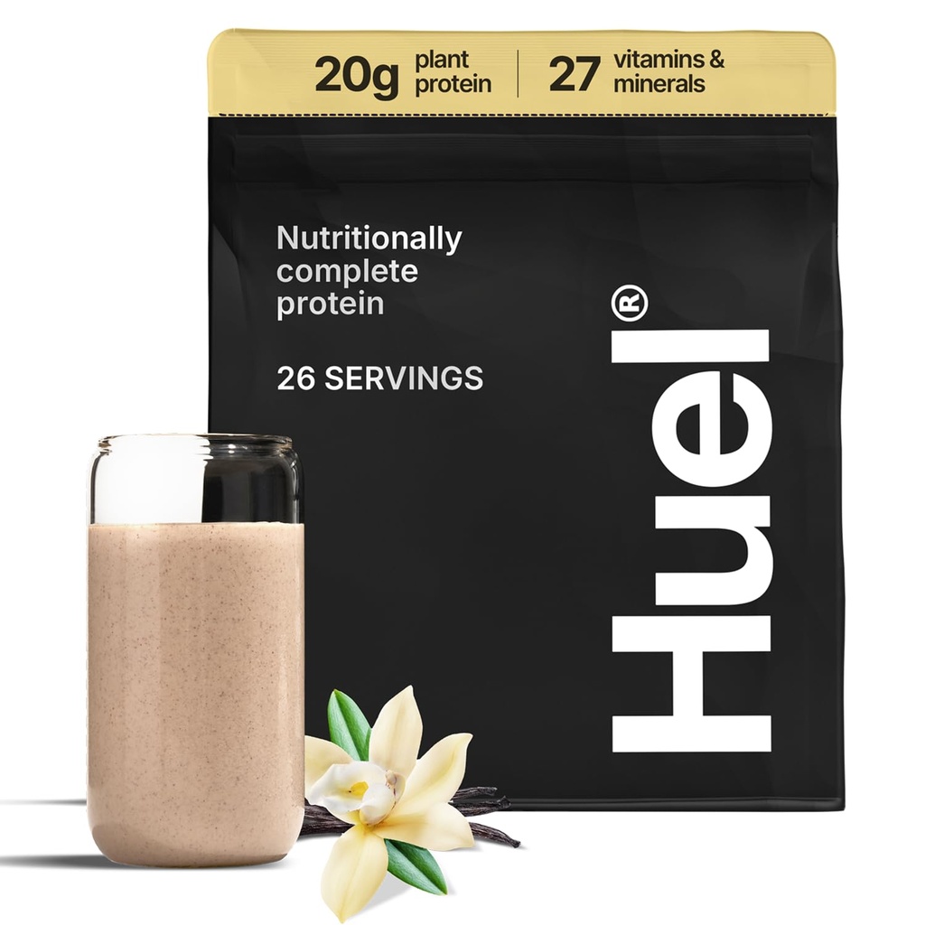 Huel Vegansk Proteinpulver | Vanilla | Komplett ernæring | 20g Protein pulver | 100% Plantebasert | 27 Vitaminer og mineraler, Glutenfri, Ikke-GMO, Laktosefri | 26 Services