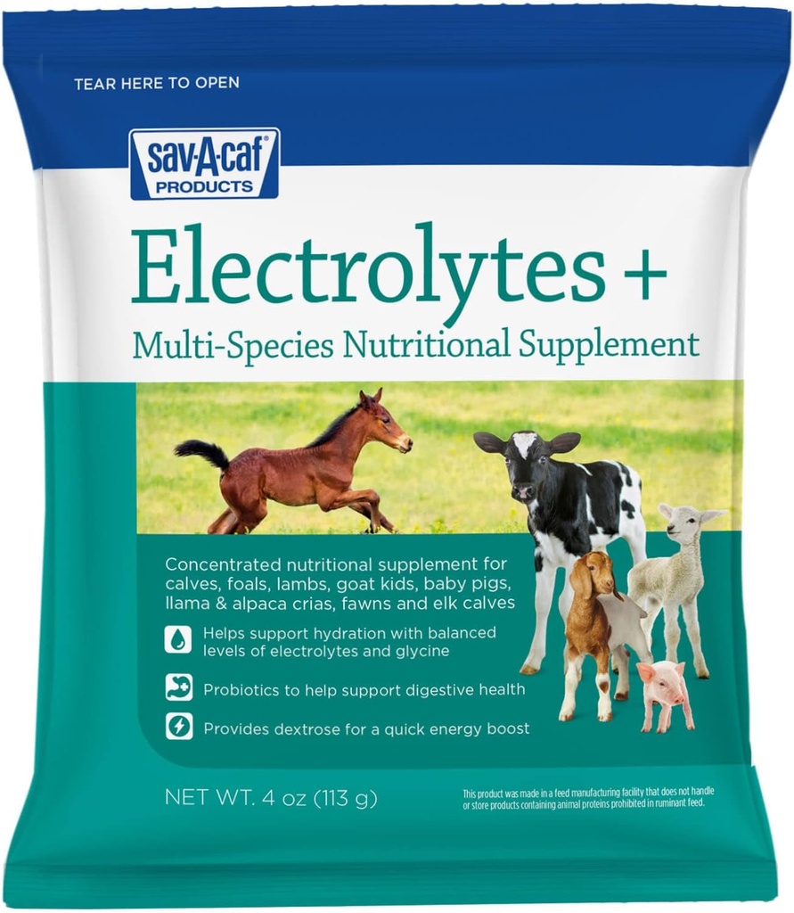 Sav-A-Caf | Electrolytes Plus Multi-Species Supplement | 4 OZ-pakker