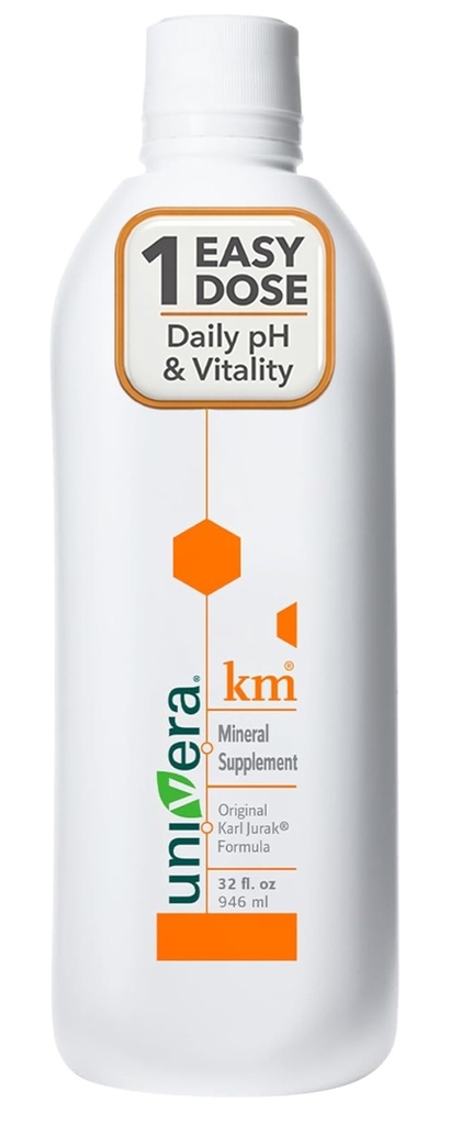 Univera km, flytende kalium støtter, 32 fl oz (1PK), kroppens pH-blodbalanse, opprinnelige Karl Jurak fomula, jordaktig smak (30-dagers forsyning)