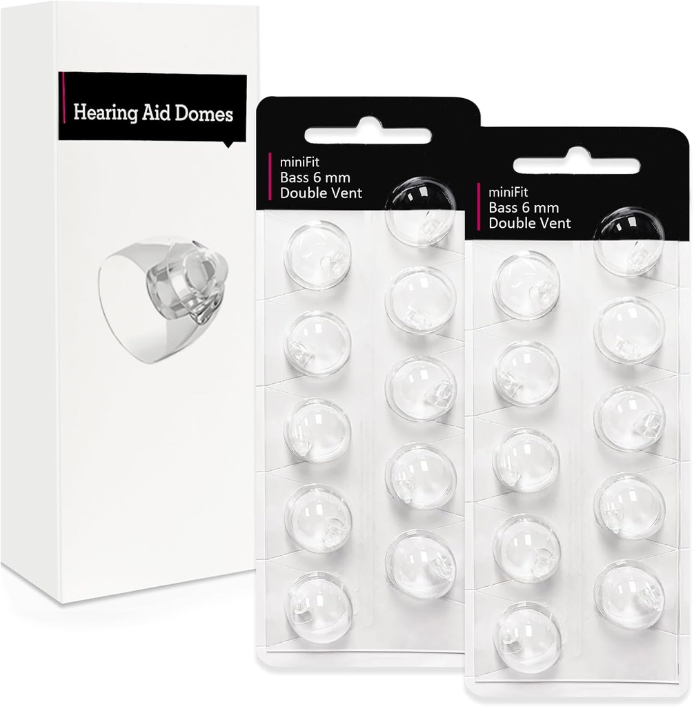 Double Vent 6mm-Hearing Aid Domes for Oticon Minifit, Oticon høreapparat forsyninger, Utskiftningsdeler Tilbehør Universal Oticon Domes for høreapparater Rengjøringssett (20 stk)