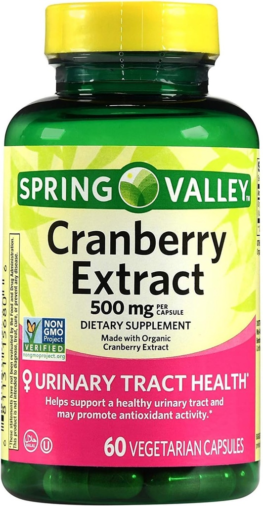 Spring Valley Cranberry Extract, 60 tall, 500 mg per kapsel