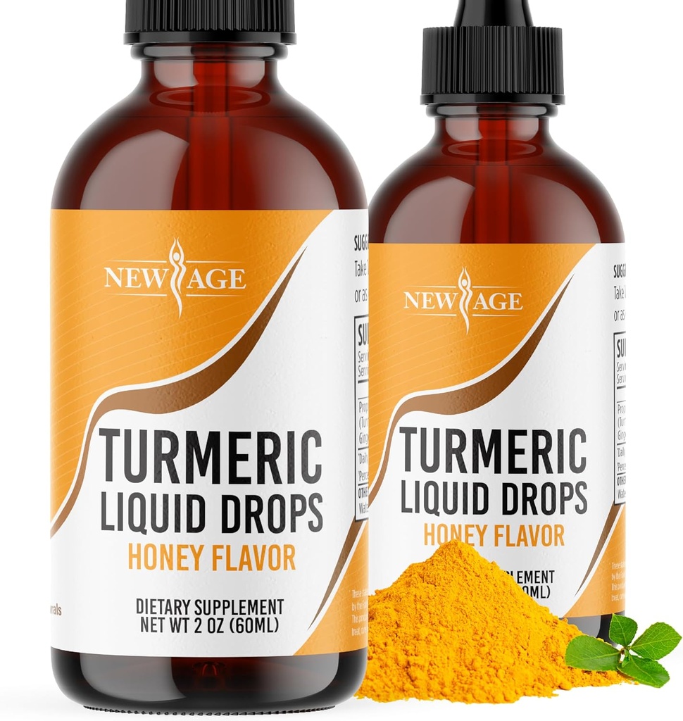 Turmeric Curcumin flytende dråper - Naturlig felles og sunn støtte med 95% Standardisert Curcuminoids for beste absorpsjon - Ikke-GMO, Glutenfri 4 Fl Oz (Pack of 2)