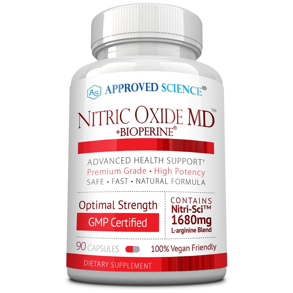 Godkjent vitenskap Nitric Oxid MD - Muskelutvikling, Lean Body Mass, Forbedre oksygenforsyning, Økt energi - 90 kapsler - 1 flaske