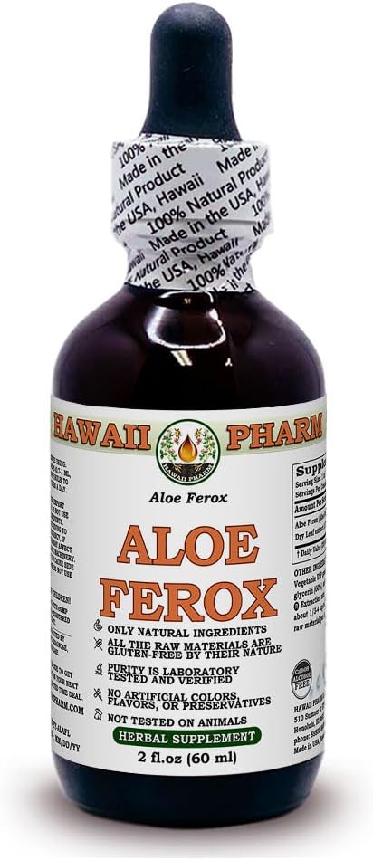 Aloe alkohol-fri flytende ekstrakt, Aloe (Aloe Ferox) tørket leaf glyseritt herbal kosttilskudd 2 oz