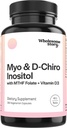 Myo-Inositol & D-Chiro Inositol Kapsler med MTHF, Folat, Vitamin D | Støtte for ovarian funksjon, hormonbalanse, & Homocystein nivåene | Fertilitetstilskudd for kvinner | 360 greve 40:1 forholdet