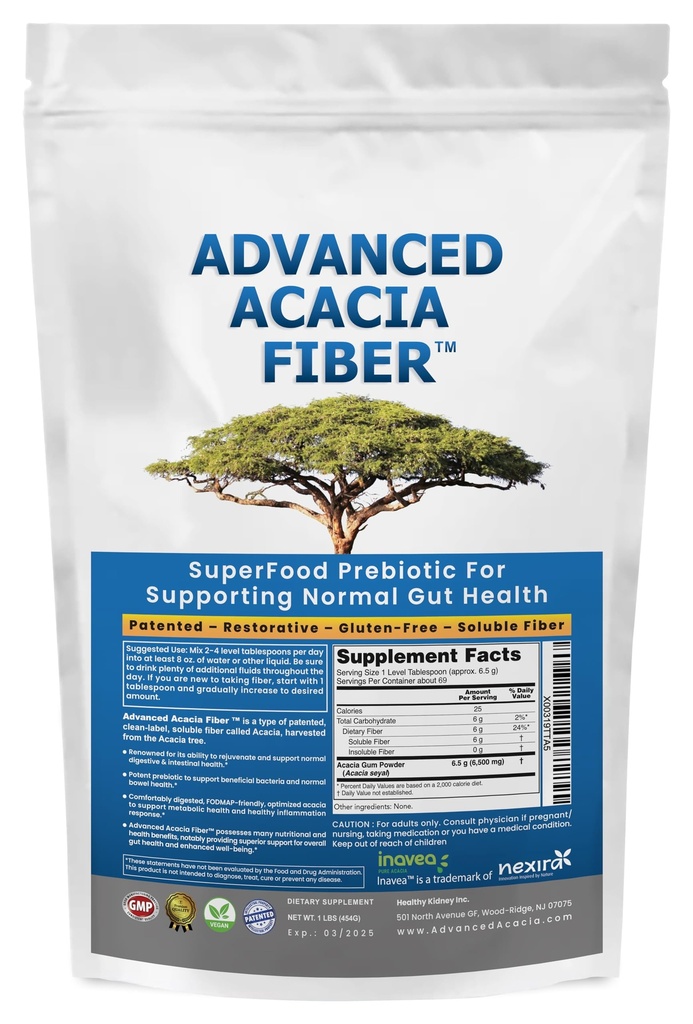 Avansert Acacia Fiber pulver 16oz organisk oppløselig Fiber Leaky Gut Repair pulver. Naturlig kosttilskudd for Gut Helse, Regularitet, Digestiv rejuvenasjon
