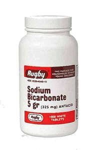 Rugbynatrium BICARB 5GR TAB NatriumBICARBONAT-325 MG Hvite 1000 tabletter UPC 305361046101