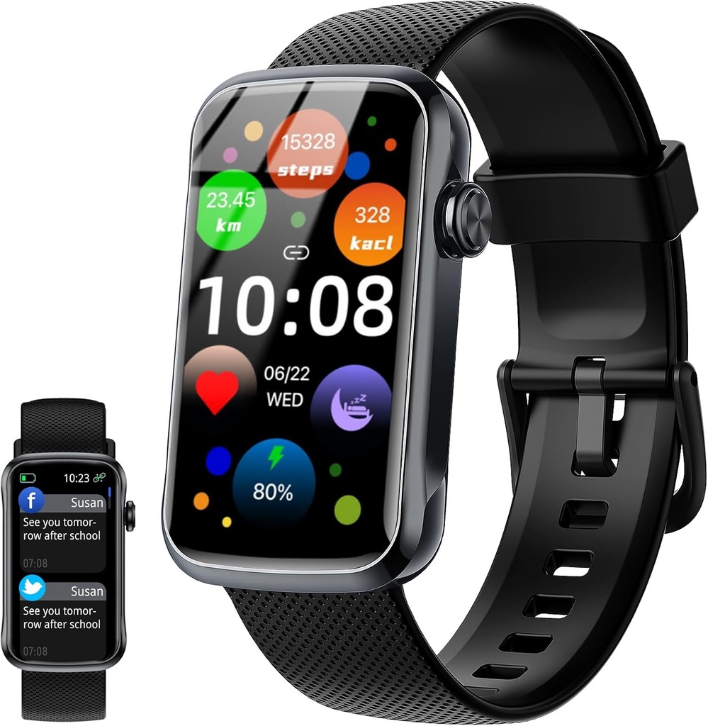 Smart Watch, 1.47" HD Smartwatch for menn kvinner med 24 Sportsmoduser, IP68 Vanntett Fitness Tracker med 24/7 hjertefrekvens/Sleep/SpO2 Monitor, Trinn Tracker, Pedometer, Aktivitet Tracker for Android iOS