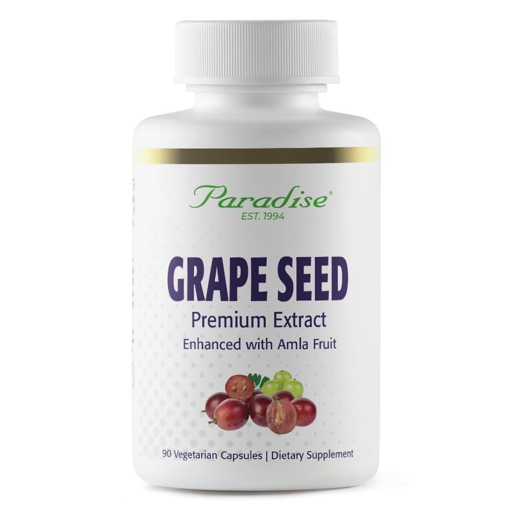 Paradise urter Grape frø ekstrakt, Aktivt Hele Spectrum, Antioksidant, Vegan, Ikke GMO, Glutenfri, 90 Vegetariske kapsler