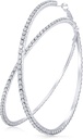 Store Rhinestone Hoop øredobber skinnende krystall Rhinestone Dunge Big Hoop øredobber for kvinner bryllupsfest favor, 80 mm