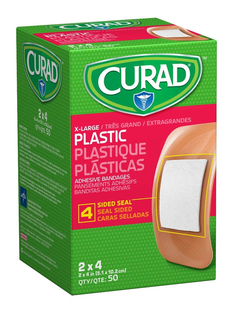 CURAD plast bindebånd 2" x 4", Ikke laget av naturlig gummi lateks, pakke med 600