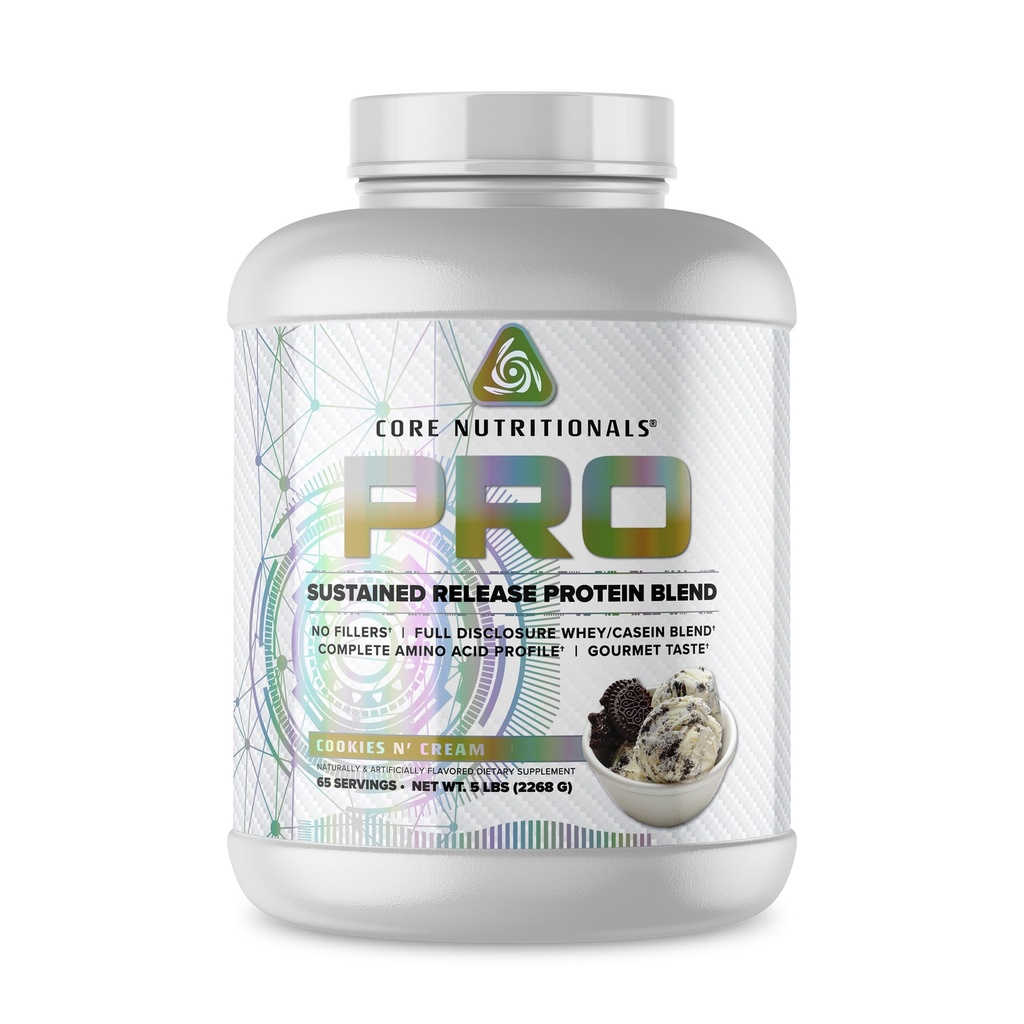 Core Nutritionals Pro release Whey Protein Blande | med Digestive Enzymer | 25g Protein, 2g Karbohydrater | No Fillers | 5 pund (cookies N Cream)