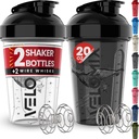 VELOMIX - 2 Pack- 20 oz Protein Shaker flasker for proteinblandinger - 2x Wire Whisk | Leak Proof Shaker Cups for Protein Shakes og Pre Workout | Protein Shaker flaske pakke (svart/gjennomsiktig)