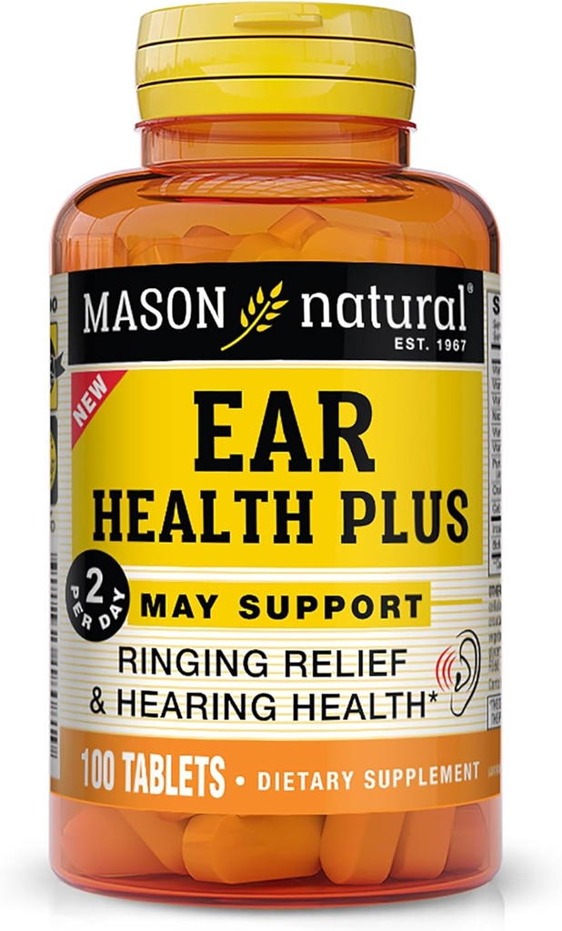 MASON NATURAL øre Helse Plus med B-vitaminer, 50 dagers forsyning, støtter normal ør helse og ringing