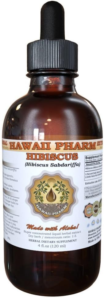 Hawaii Pharm Рibiscus flytende ekstraksjon, organiske Рibiscus Blomster (Рibiscus Sabdariffa) Tinkture Supplement 4 oz