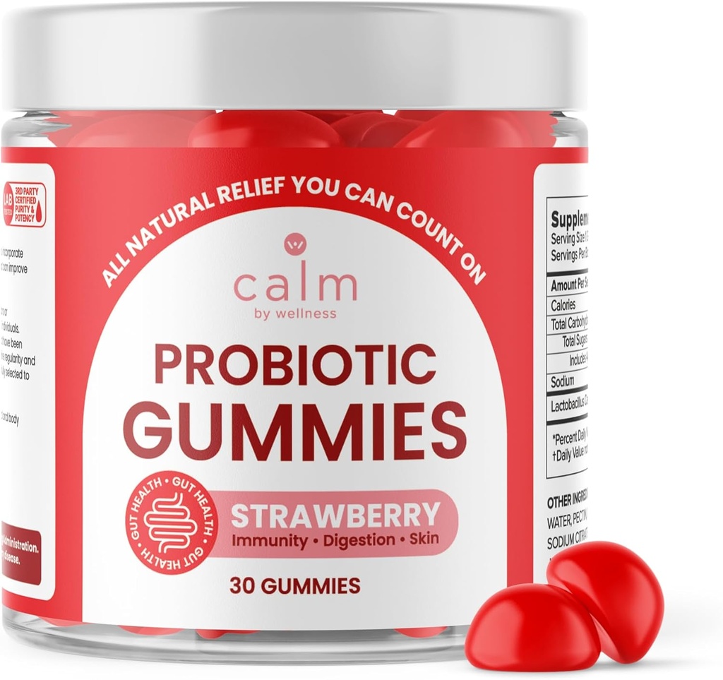 Ro ved velvære Probiotiske Gummier, Strawberry-Flavored, All-Naturlig Vegan Probiotika for voksne, 10 milliarder CFUs, Probiotiske for Digestive Regularity, Immunitet, Hud Helse og Gut Helse