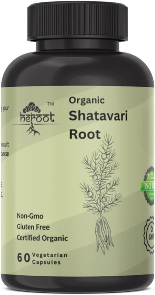 Organisk Shatavari Root 500mg (Asparagus racemosus) Menstruell Cramp Relief, Menopause støtte, og kvinners helse | 60 kapsler | Hormonal Balance støtte