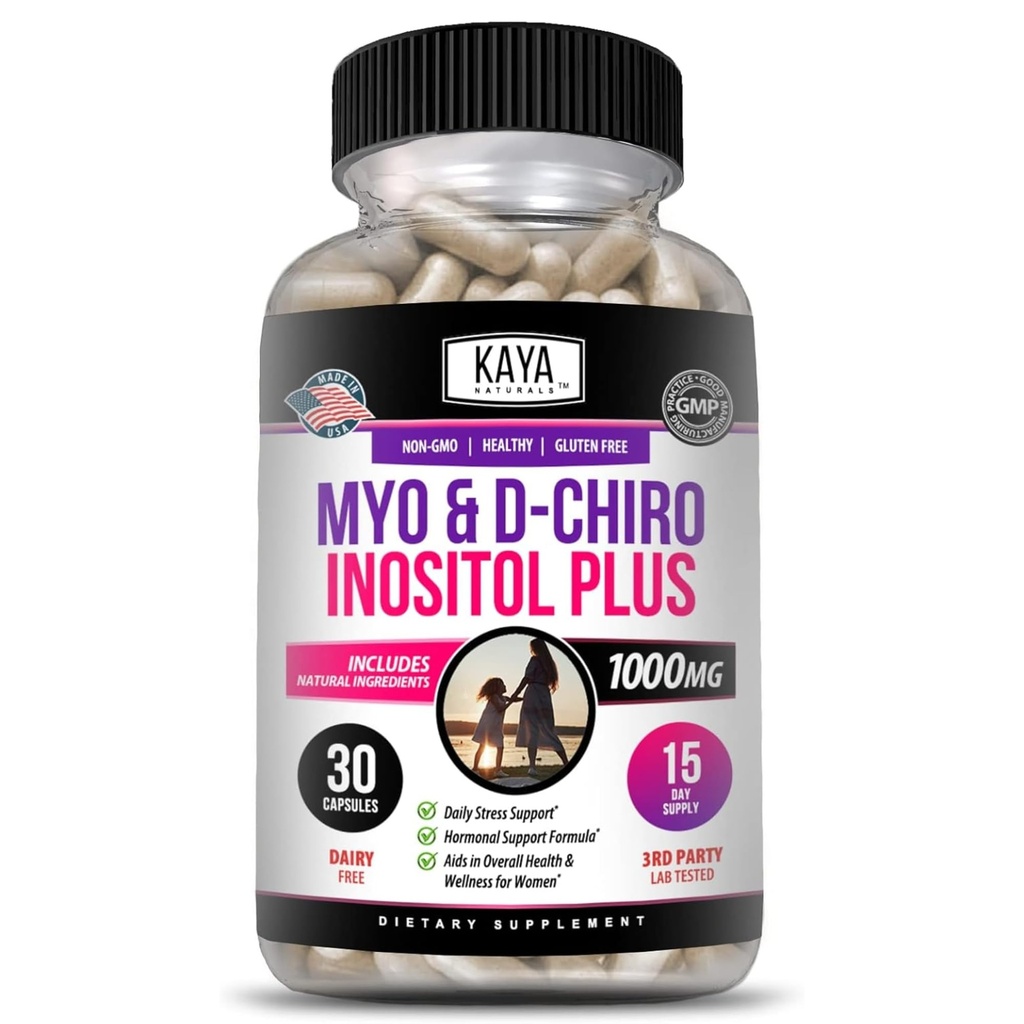 Kaya Naturals Myo & D-Chiro Inositol Plus støtte for kvinner, vitamin B8-30 kapsler