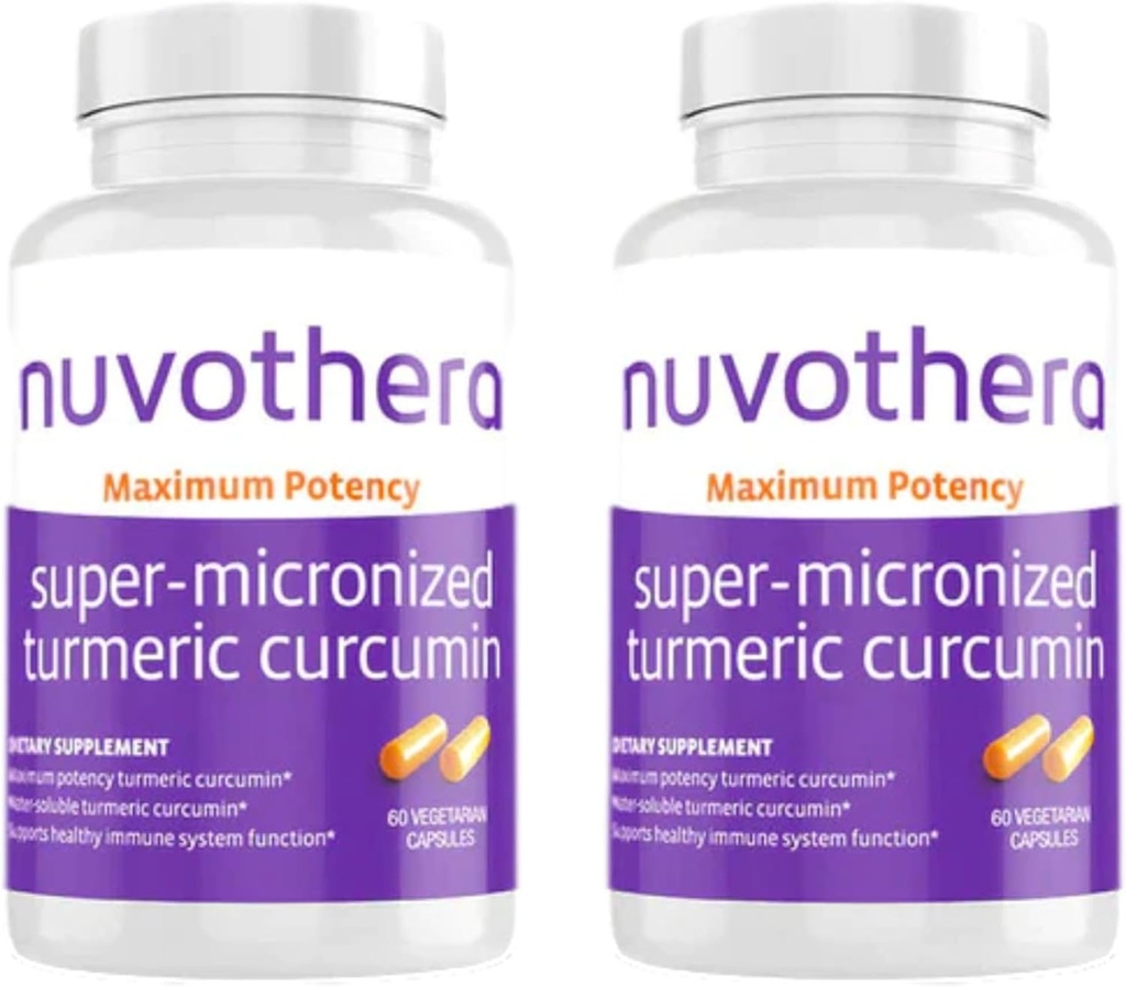 Nuvothera Super-Micronized Turmeric Curcumin Capsules 2-måneders Supply Rapid Absorpsjon, hele rot, ikke-GMO, hud, Gut Helse og antioksidanter (120 kapsler)