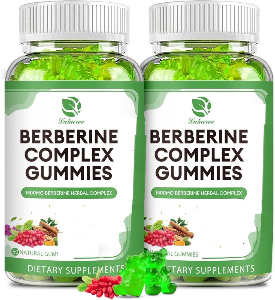 Berberine Complex Gummies- Berberine med Ceylon Cinnamon, Turmeric, Melk Thistle Bitter Melon for total immun helse -120 greve