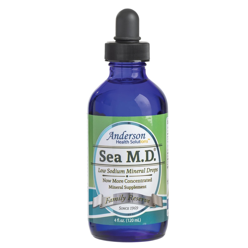 Anderson Sea M.D. Konsentrert spor Mineral dråper, Ionic Electrolyte Magnesium Supplement, flytende magnesium, lett å ta, 4 fl oz, 60 serveringer i glassflaske