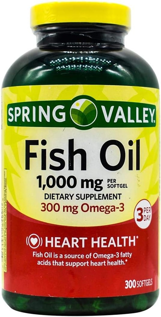 Spring Valley - Fiskeolje 1000 mg, 300 Softgels