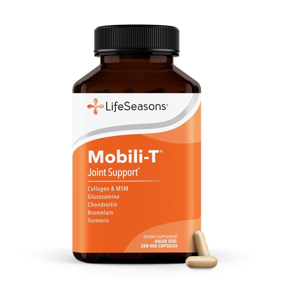 LifeSeasons Mobili-T - Joint Support Supplement - Reduserer akser og discomforts - Økt rekkevidde av bevegelse - Rebuild Tauble & Cartilage - MSM Chondroitin Collagen Glukosamin & Turmeric - 208 Kapsler