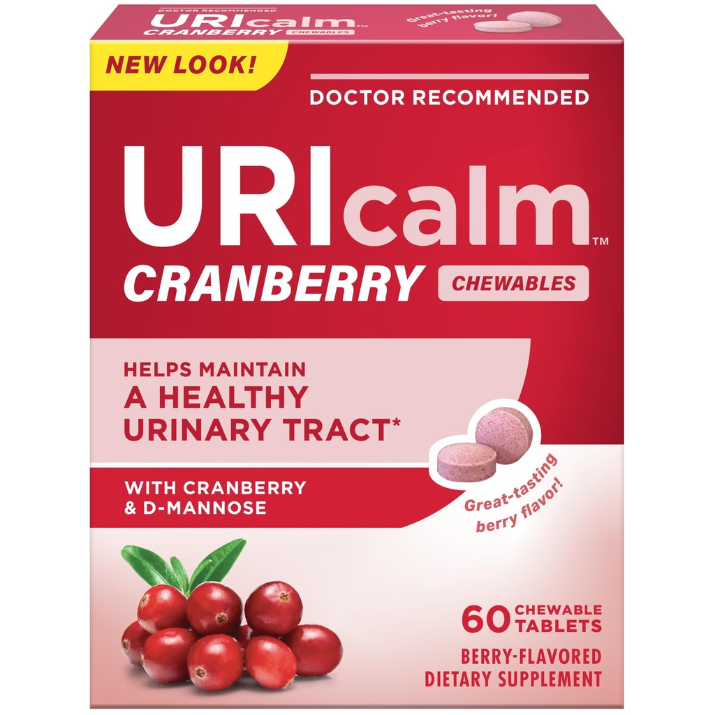 Uricalm Cranberry, daglig kosttilskudd Chewable med D-Mannose, Berry, 60 greve