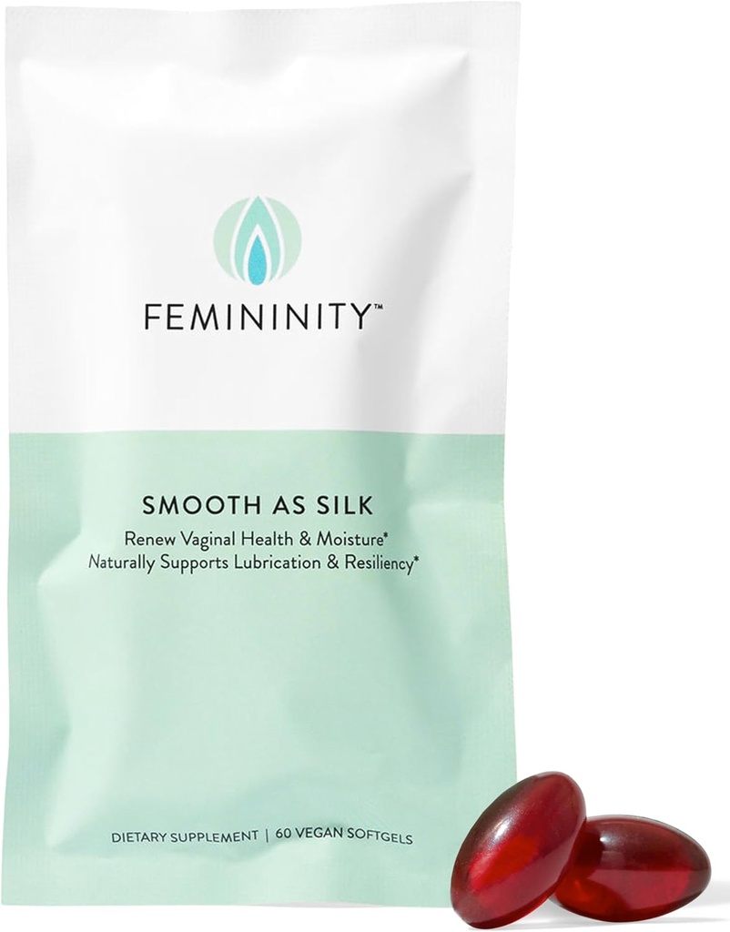 Femininitet glatt som Silke 30-dagers påfylling for Vaginal tørrhet (60 Softgels) – Sea Buckthorn olje med 365 mg Omega 7 + Omega 3 og Omega 9