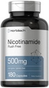 Horbäach Nicotinamide 500 mg | 180 kapsler | Flush gratis kosttilskudd | Ikke-GMO og Glutenfri vitamin