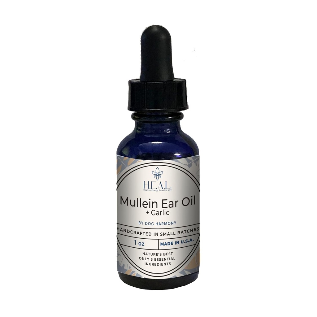 Harmony's Mullein øreolje + hvitløk Olje - 1oz for tørre, kløende ører