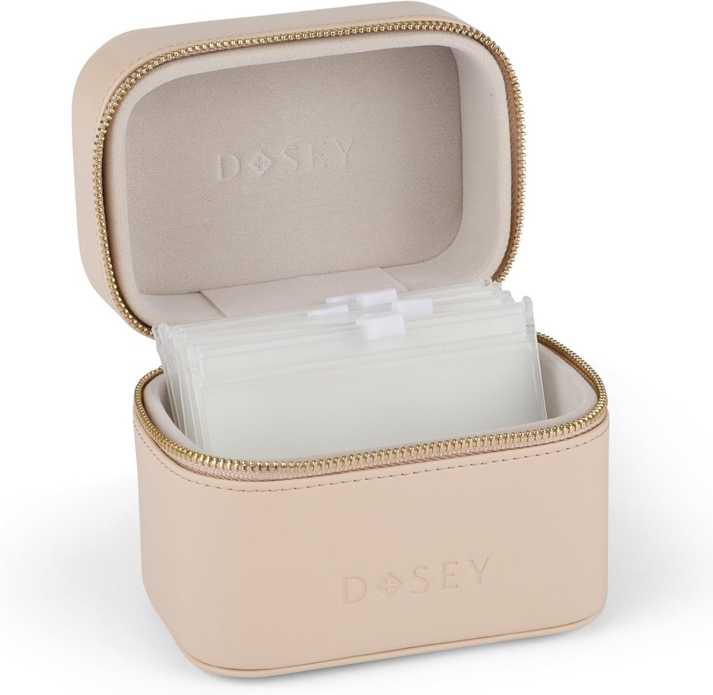 Dosisy reisepille saken & Easy-Slid Pille Pouches - Vegan skinn daglige piller Organizer med 7 lufttett pille lommer for medisinsk lagring og beskyttelse - stilig piller og medisinering Organizer-Latte