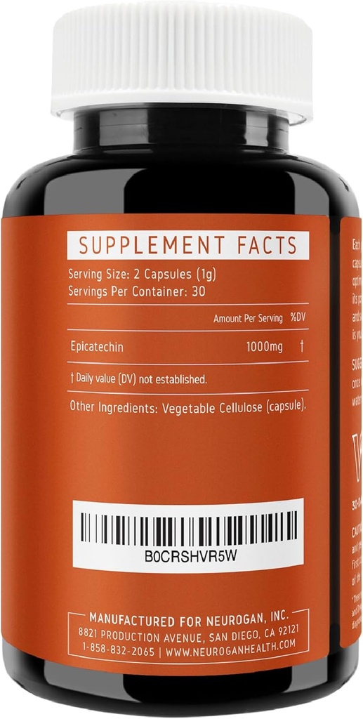 Potent Epicatechin Kapsler 500mg Hver 1000mg / reservasjon - Avansert støtte for nitric oksid, muskel helse og utholdenhet - for atleter søker ytelse Edge - 30.000 Totalt, 60ct. Laget i USA