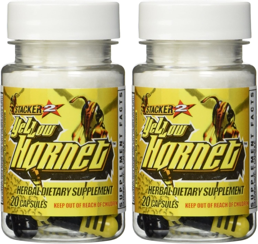 Stacker 2 gul hornet Ephedra Gratis - 2 flasker - 40 kapsler