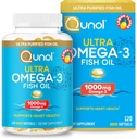 Qunol Omega 3 Fish Oil Mini Softgels, 1000mg Ultra ren fiskeolje, hjerte helse støtte, Omega 3 DHA kosttilskudd, sitronflavor, 2 måneders forsyning, 120 greve