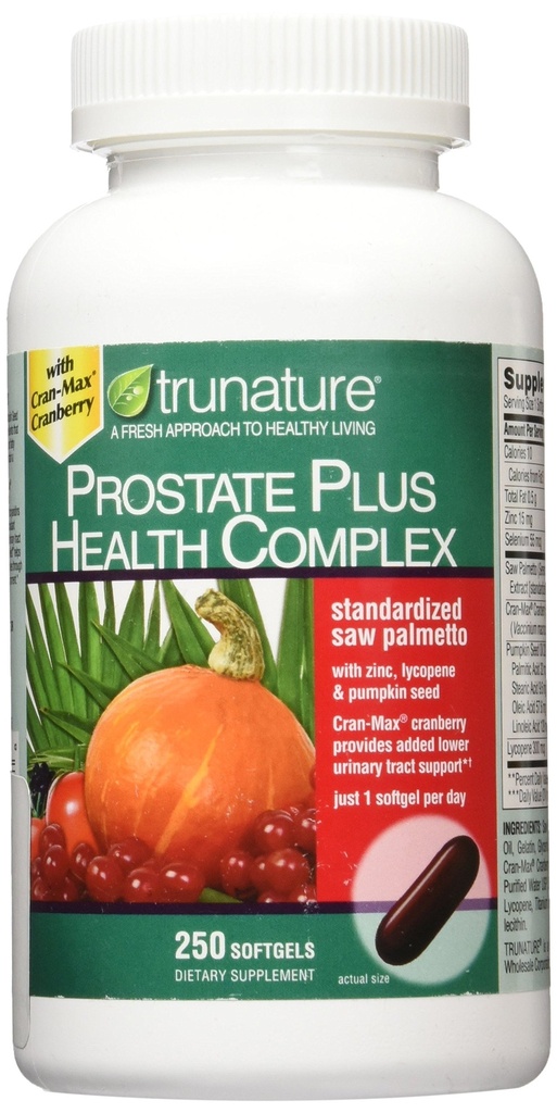 Trunature Saw Palmetto Prostate Health Complex med sink, Lycopen og Pumpkin frø, 250 Softgels