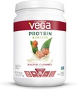 Vegaprotein og grønnsaker, saltet karamell, vegansk proteinpulver, 20g plantebasert protein, lavt karbohydrat, keto, smørefri, glutenfri, ikke GMO, eraprotein for kvinner og menn, 1,1 pund (17 serveringer)