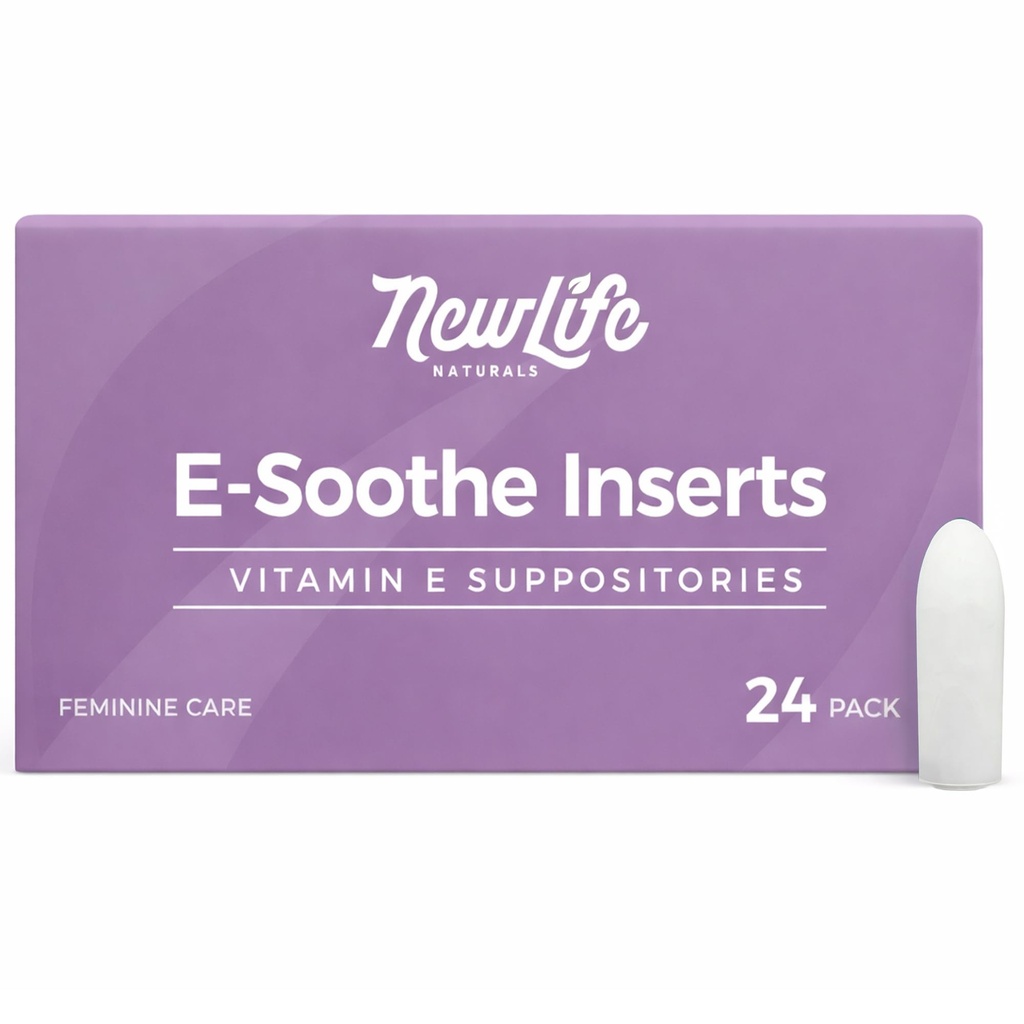 NewLife Naturals Vitamin E Suppositories 38IU - Vaginal tørrhet irritation Menopause Atrofi Relief - Alle naturlige østrogen gratis feminin omsorg - 24 Innsetter
