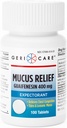 Mucus Relief Tabletter av Geri-Care | Forventer for bryst kongesjon Relief | Guaifenesin 400 mg | 100 greveflaske