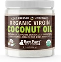 Raw Paws Organic Virgin Coconut Olje for hunder og katter, 8-oz - støtter immunsystemet, Digestion, Oral Helse, Thyroid - All naturlig Allergi Relief for hunder - Hairball Relief