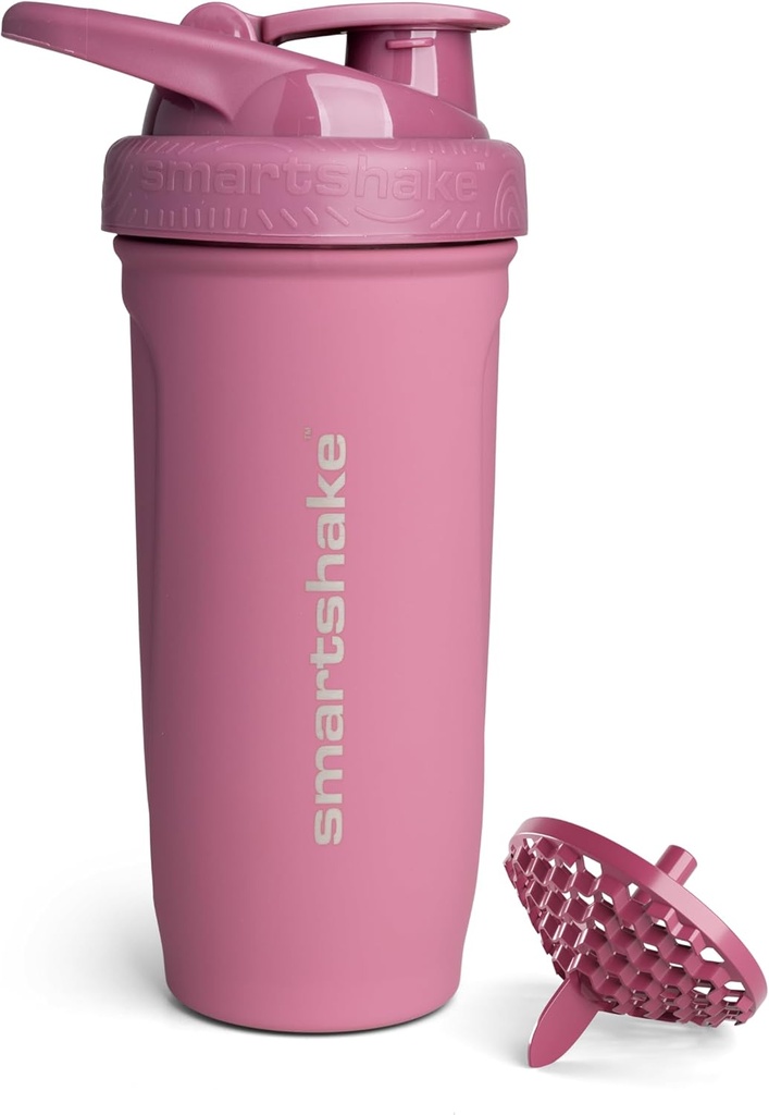 Smartshake Reforce rustfritt stål Protein Shaker Flaske - Ikke isolert Unisex Gymflaske | Metal Shaker flasker - 900 ml | 30 oz - Leakproof Skrue-på Lid - DEHP & BPA Gratis (Deep Rose)
