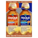 VICKS DayQuil & NyQuil SEVERE Honning Flavor Co-Pack, Cold & Flue medisin, lindrer hodepine, Feber, Sore Throat, mindre smerter og smerter, Nasal Congestion, Sinus Pressure, Stuffy Nese, og Cough, 2x12oz