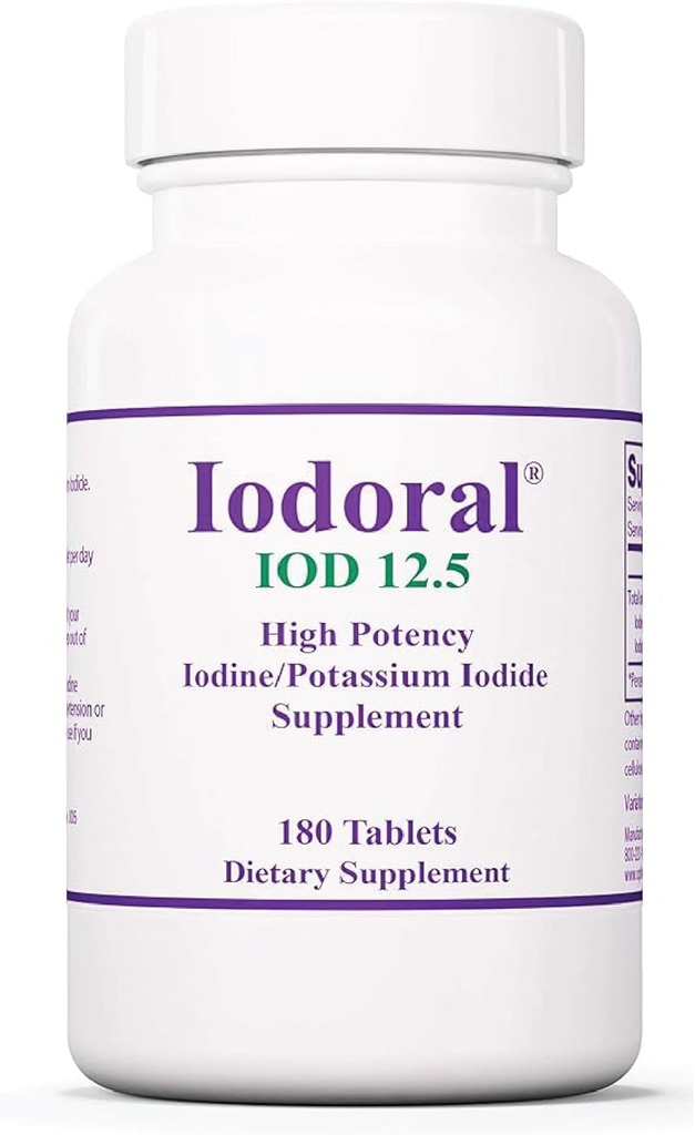 Iodine tabletter 12,5 mg for ernæringsstøtte – 180 tabletter – daglig kosttilskudd med kalium jodid for velvære og vitalitet – 1 pakke
