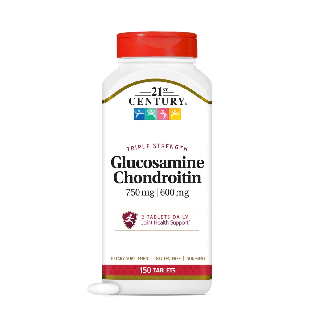 21st Century Glucosamine Chondroitin 750/600mg - Trippel styrke, tabletter, 150 greve