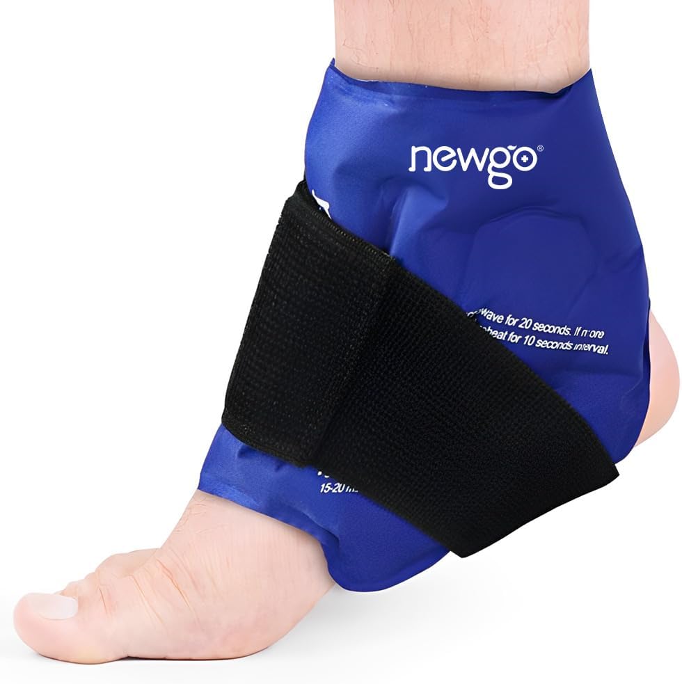 NEWGO Ankel Ice Pack Wrap for Sprained Relief, Ice Pack for Ankle Inuries Reusable, Cold Therapy for Ankles Sveller, Postkirurgi Recovery - Blå