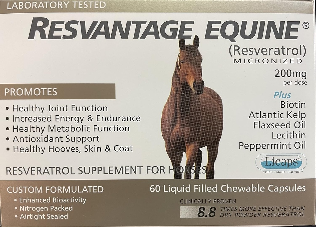 Equine Supplement 60 tyggebar resveratrol flytende fylte kapsler for hester