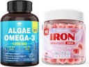 Vegansk jern gummier og plantebasert Algae Omega 3 1200 mg Supplement