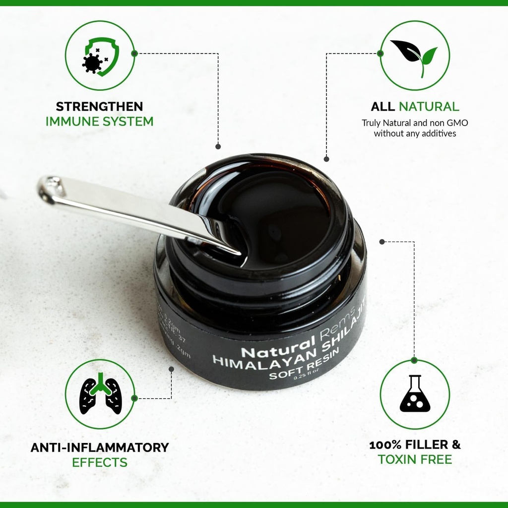 Naturlige Rems Organic Shilajit - Shilajit ren Himalayan Organic - ren Shilajit Fulvic Acid Supplement - Shilajit energi og fokus Supplement - Holistisk helse kosttilskudd...